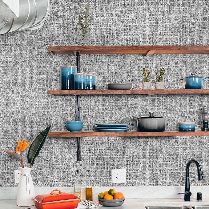 WADILE Grasscloth Peel and Stick Wallpaper 15.7in x 196.8in, Textured Contact - Image 5