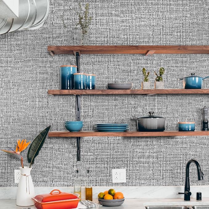 WADILE Grasscloth Peel and Stick Wallpaper 23.6in x 118in, Textured Contact - Image 6