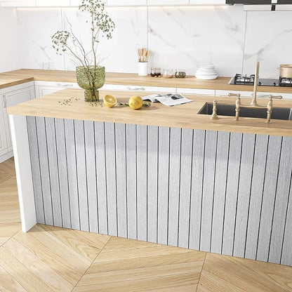 VEELIKE Light Grey Wood Wall Panels Peel and Stick Wood Slat Wall Panel - Image 6