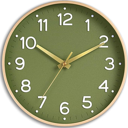 Roymnie Wall Clock 12 Inch Silent Green Wall Clocks Battery Operated- Modern by Unknown