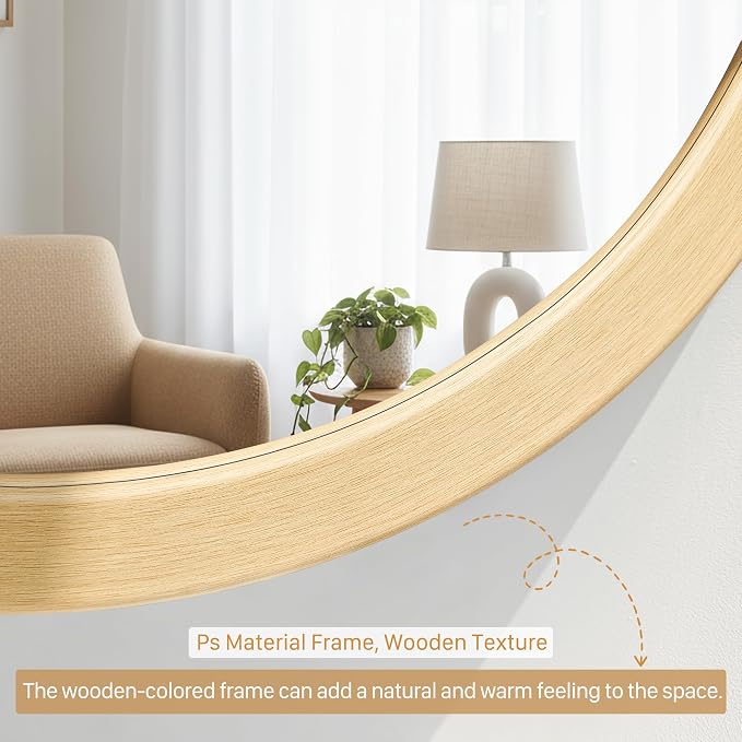 CULER Round Mirrors 36 Inch, Natural Vanity Wall Rustic Natural Mirror - Image 5