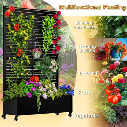 MTART Metal Planter Box with Trellis, 72.1"x47.2"x16" Outdoor Galvanized Raised - Image 5