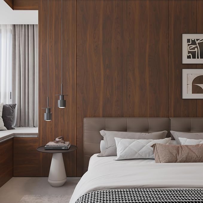 BOMENG Walnut Wood Contact Paper 32x354 inch Dark Brown Wood Wallpaper Peel and - Image 7