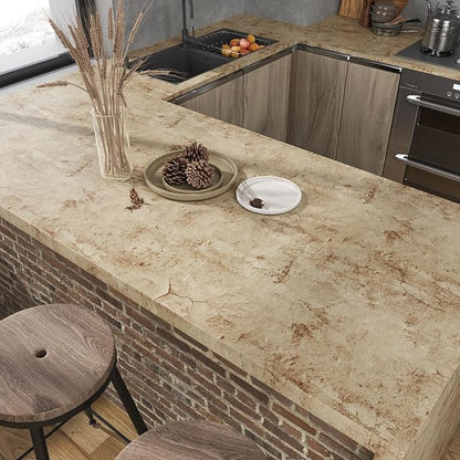 VEELIKE Aged Tan Concrete Wallpaper Peel and Stick Removable Distressed Beige - Image 5