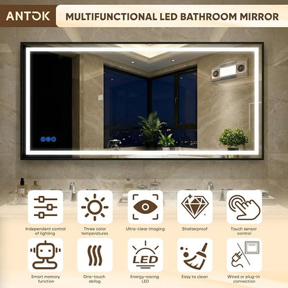 Antok 72X32 LED Bathroom Mirror - Image 6