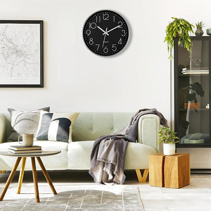 Foxtop Silver Wall Clock Silent Non-Ticking Battery Operated Round Modern Wall - Image 4