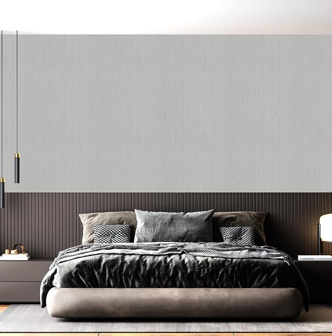 Grey Grasscloth Peel and Stick Wallpaper Texture Contact Paper A Set of 15.7" X - Image 6