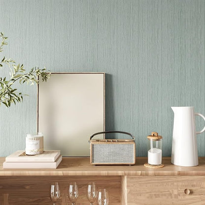 CRE8TIVE Large Size Mint Green Grasscloth Peel and Stick Wallpaper Textured - Image 3