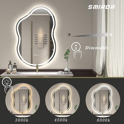 SMIROR Irregular Led Bathroom Mirror 20x 36 inch, Cloud Lighted Vanity Mirror - Image 5