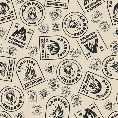 FLFK Beige Wallpaper Peel and Stick Antique Campfire Postmark Contact Paper by FLFK