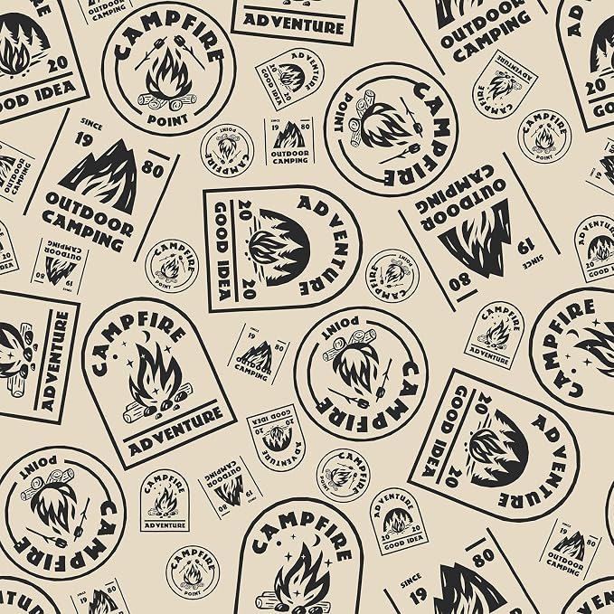 FLFK Vintage Beige Peel and Stick Wallpaper 16" x 384" Antique Campfire by FLFK