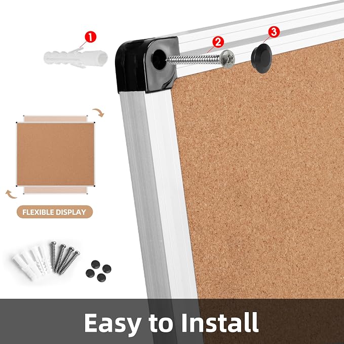 Large Cork Bulletin Board 60" X 48", Wall Mounted Notice Pin Board - Image 6