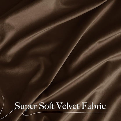 NICETOWN Brown Velvet Room Darkening Curtains 90 inches Long, Home Decor Light - Image 5