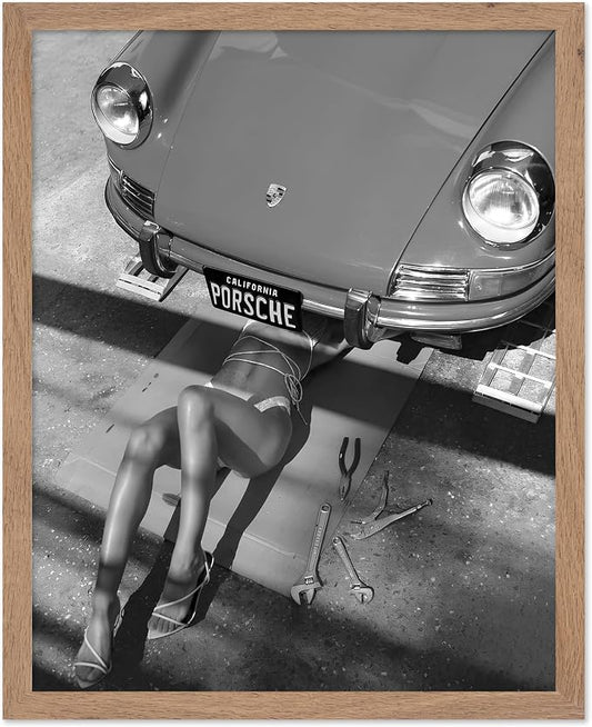Poster Master Woman Under Classic Car Poster by PosterMaster
