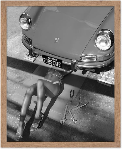 Poster Master Woman Under Classic Car Poster by PosterMaster