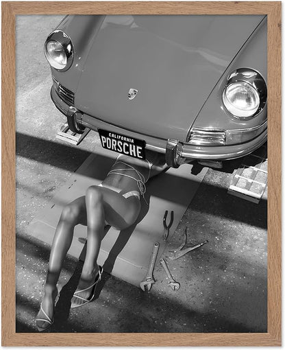 Poster Master Woman Under Classic Car Poster by PosterMaster