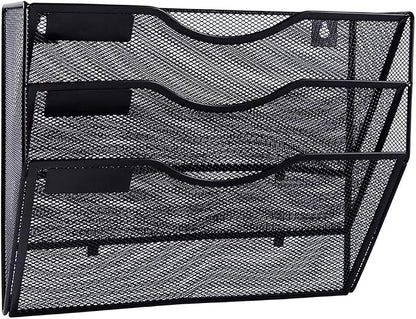 EASEPRES 3 Pocket Mesh Hanging Wall File Organizer, Wall Mounted Mail Paper by EASEPRES