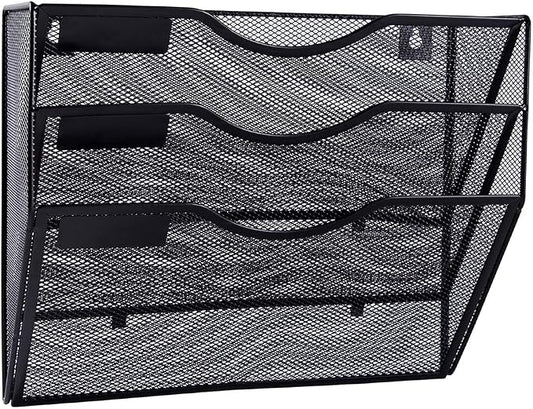 EASEPRES 3 Pocket Mesh Hanging Wall File Organizer, Wall Mounted Mail Paper by EASEPRES