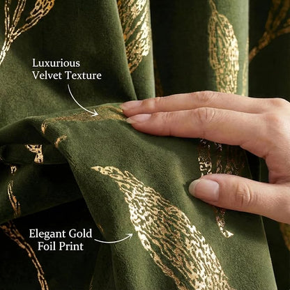 NICETOWN Olive Green Velvet Curtains - Image 5
