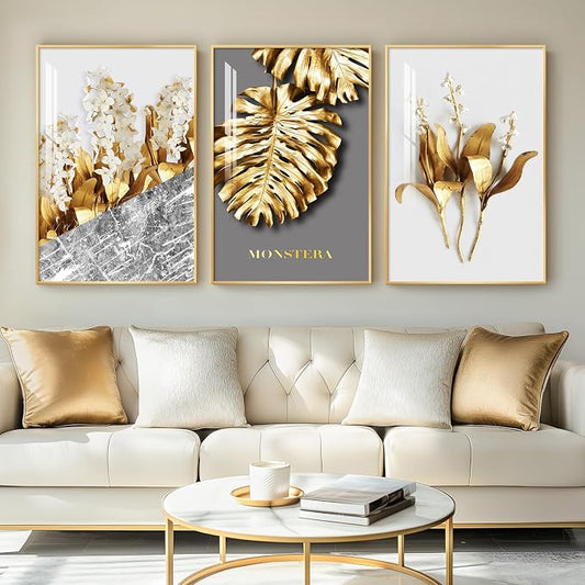 Framed Modern Luxury Large Gold Wall Art by Cuspin