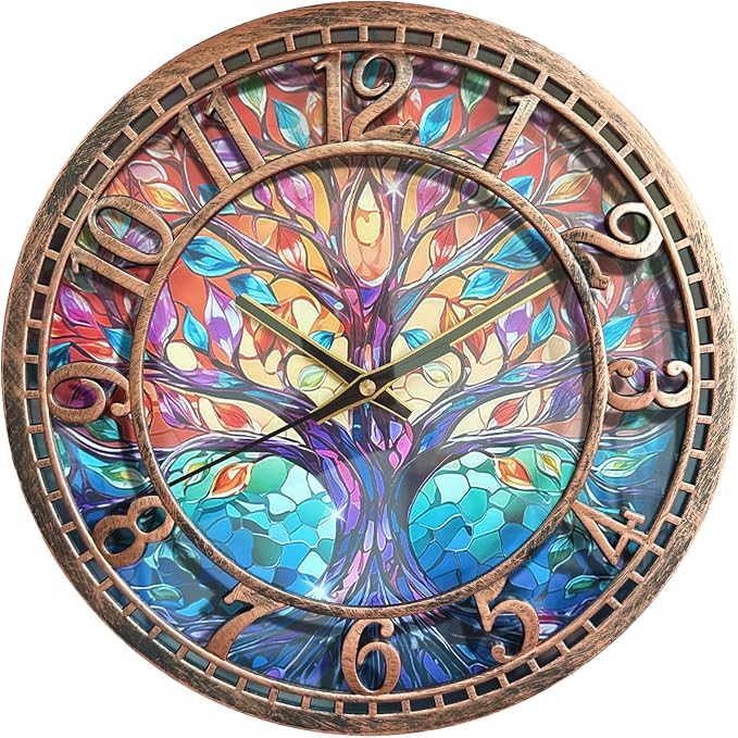WANGIRO Tree of Life Wall Clock 12inch Silent Movement Non-Ticking Clock by WANGIRO