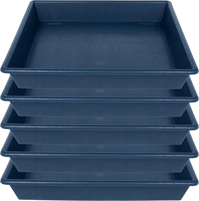 Square Plant Saucer 10 Inch 5 Pack, Plant Stand Flower Pot No Holes, Plant Trays for Pots Heavy Duty Plastic Plant Saucers for Indoors Outdoors Plant Lover Gardening Gifts