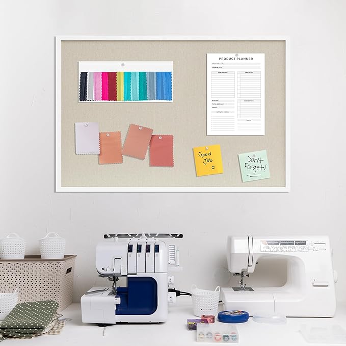 DAHAPYBOO Cork Board with Linen White, Bulletin Board 36"x24" Hanging Corkboards - Image 7