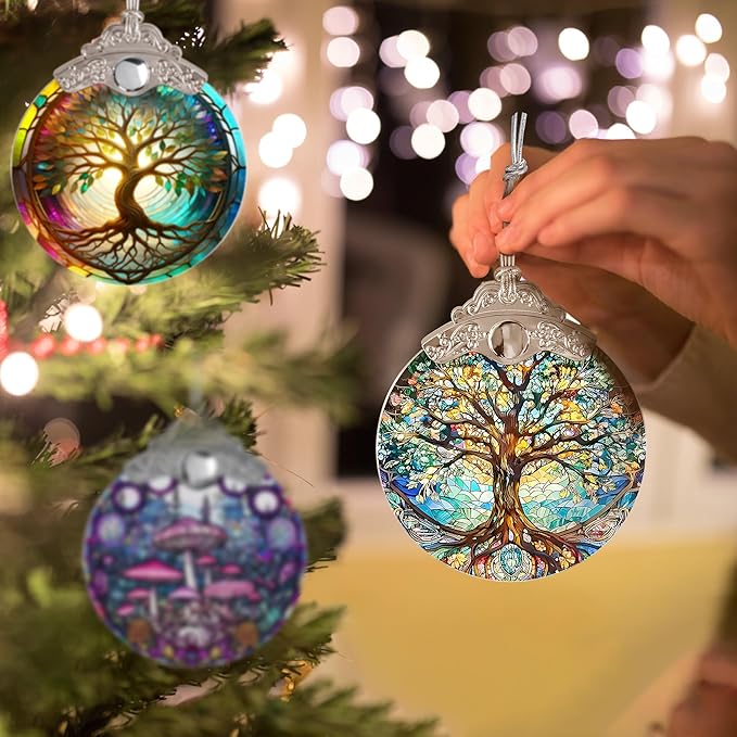 Tree of Life Stained Glass Suncatcher - Holidays & Christmas Tree Ornament, Decor & Gifts