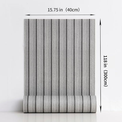 Haimin Wood Grain Slat Wall Panels Peel and Stick Faux Wood Thick Wallpaper - Image 3