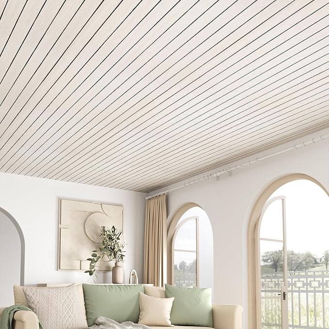 VEELIKE Wide White Oak Wood Slat Wall Panels Peel and Stick 3D Wood Panel - Image 4