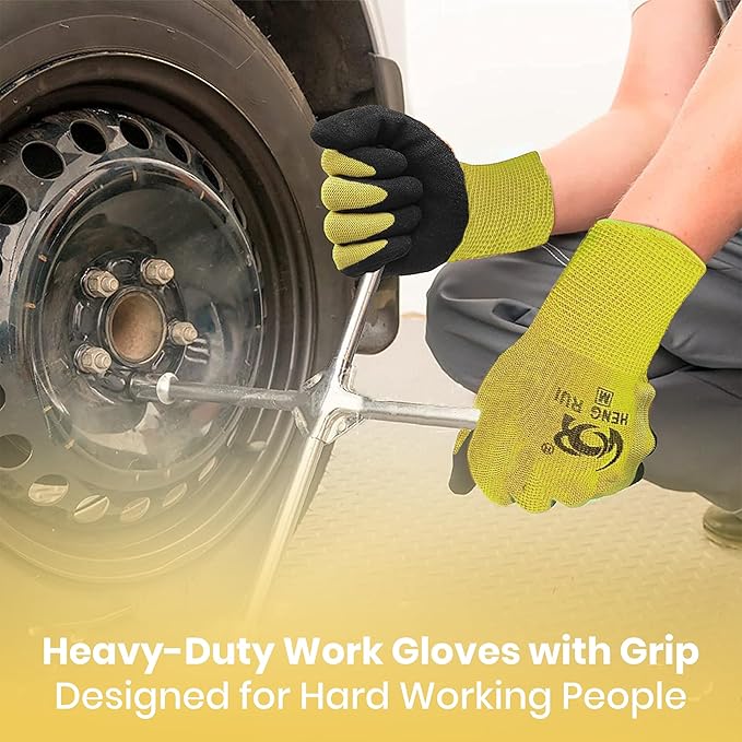 10 OR 20 Pairs Work Gloves–Heavy Duty Rubber Coated Safety Work Gloves–Multipurpose Gloves