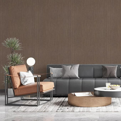 Brown Grasscloth Peel and Stick Wallpaper Texture Contact Paper A Set of 15.7" - Image 7