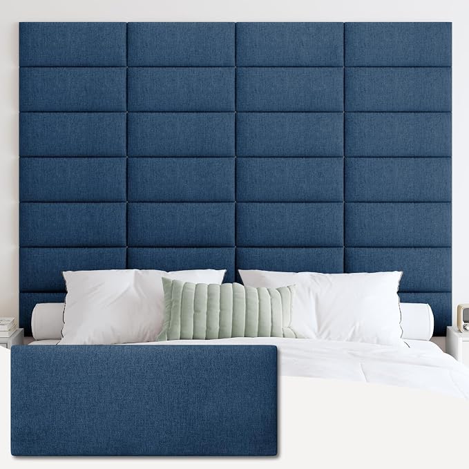 IF NOW Upholstered Wall Mounted Headboard, 3D Soundproof Wall Panels Peel and by IFNOW