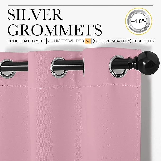 NICETOWN Crystal Pink Blackout Curtains 120" Long - Image 3