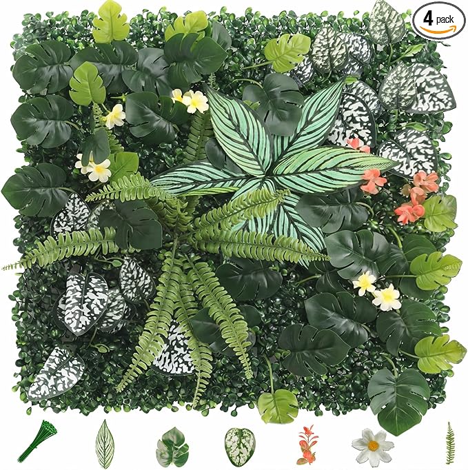 4 Pack 20"x20"Grass Wall Panels-Artificial Boxwood Panels by Unknown