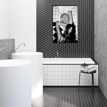 Funny Bathroom Wall Art Black and White posters Bar Disco Party prints painting - Image 7