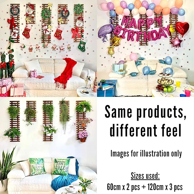 ShopLaLa Wall Planter - Hanging Wooden Wall Planter for Indoor Outdoor Plants, Vertical Garden, Plant Wall Mount Planter, Air Plant Succulent Holder for Flower Pot Display Hanger Frame 47.2" (120cm)