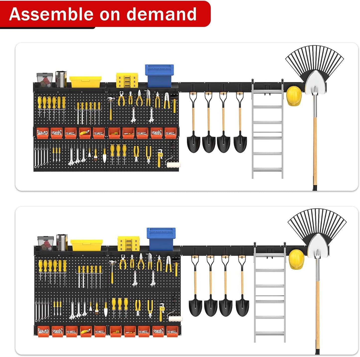 Ultrawall Black Pegboard Wall Organizer, 48X 36 inch for Garage Storage with Hooks, Storage Bins, Tool Panel Organizer, 72pcs