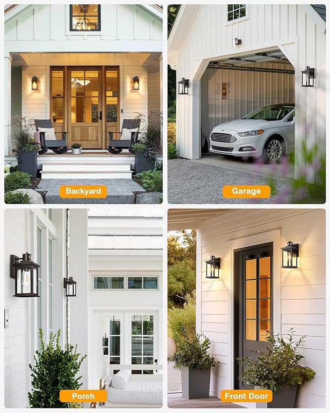 VIANIS Exterior Lights for House with Motion Sensor, Brown Dusk to Dawn Outside Lights for House, Oil Rubbed Bronze Exterior Lighting Fixtures for Garden, Garage, Doorway,Aluminum,Hardwired, Non-solar