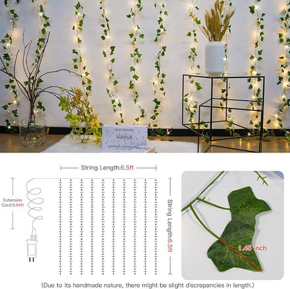 suddus 200 LED Vine with Light Plug in, 6.5ft x 6.5ft Ivy Fairy Curtain Lights - Image 6