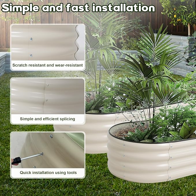 Galvanized Raised Garden Bed Kit Outdoor Metal Garden Planter Box for Backyard Gardening, Planting Vegetables, and Patio (70.8"x23.6"x11.8")