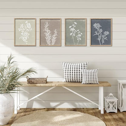 Framed Boho Wall Art Set of 4 for Wooded Minimalist Botanical Print Wall Art - Image 3