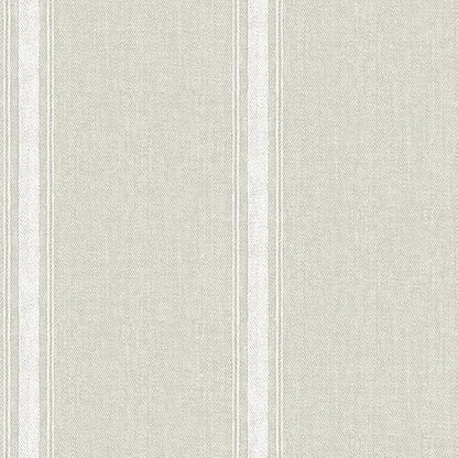 Chesapeake Linette Fabric Stripe Wallpaper, Light Grey, Strippable, 20.5 in x by Chesapeake