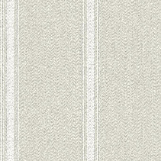 Chesapeake Linette Fabric Stripe Wallpaper, Light Grey, Strippable, 20.5 in x by Chesapeake