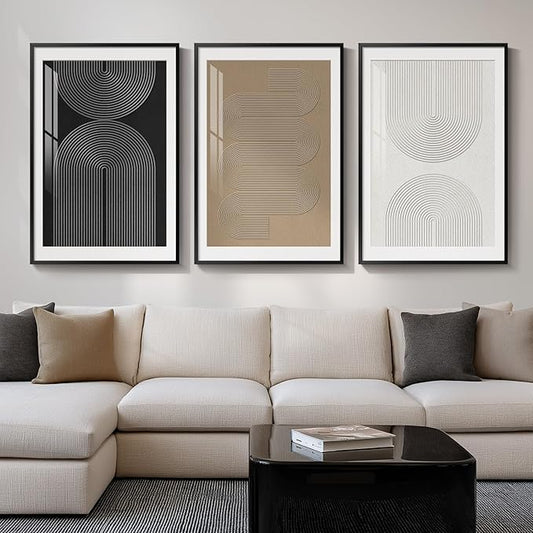 Large Framed Boho Neutral Abstract Wall Art by Cuspin