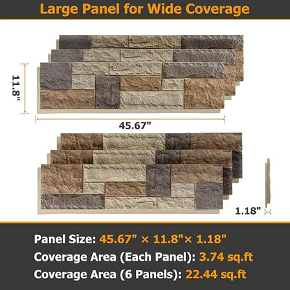 ROOMTEC 6-Packs Faux Stone Wall Covering Panels - Image 2
