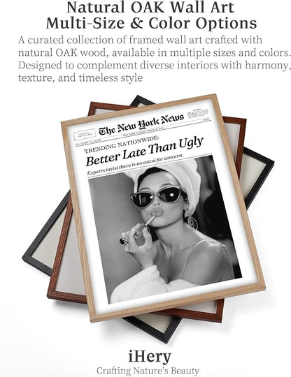 iHery Small Natural OAK Wood Hepburn Newspaper Trendy Bathroom Wall Decor - Image 8