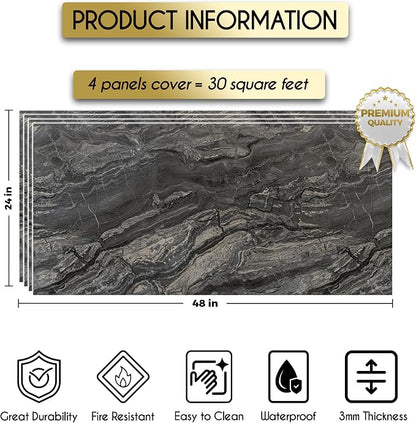 IZODEKOR 4 Pcs 24"x48" PVC Marble Wall Panels - Image 2