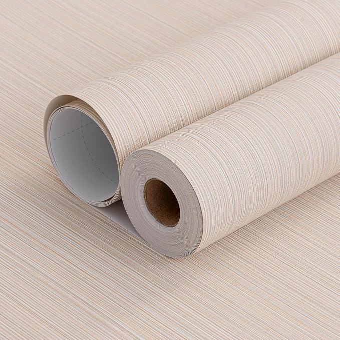 Grasscloth Peel and Stick Wallpaper 20.8"x394" Beige Thick Fabric Textured - Image 2