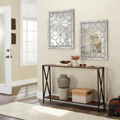 Set of 2 19x26 Inch Large Grey Shatterproof Rectangular Wall Mirrors, Boho - Image 5